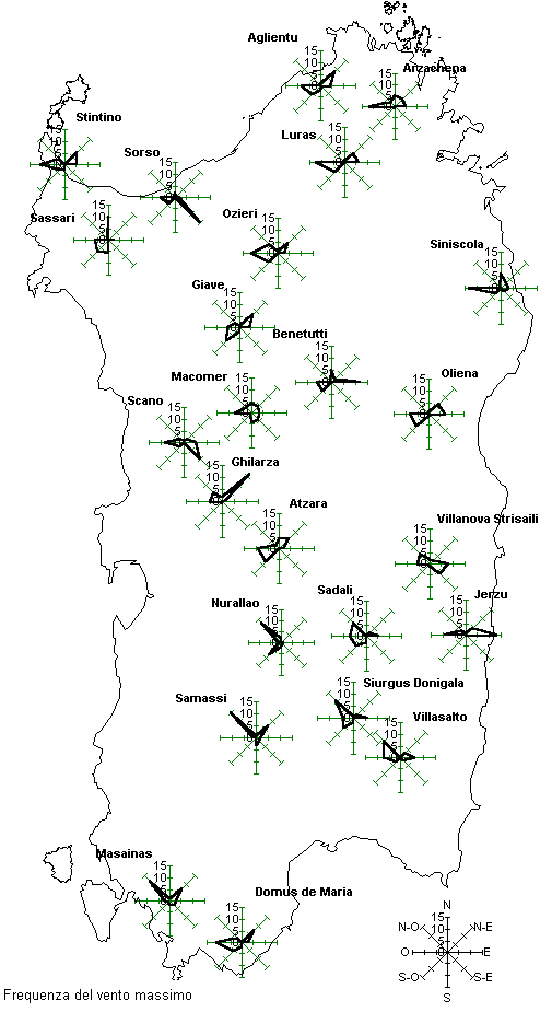 Frequenza del vento massimo giornaliero