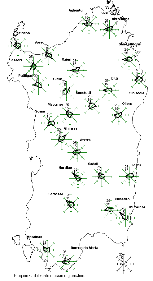 Frequenza del vento massimo giornaliero