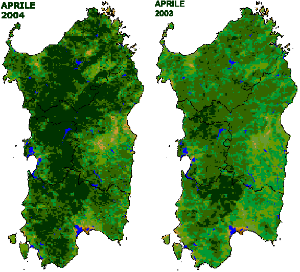 Indice di vegetazione (NDVI) - Aprile 2004