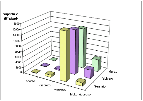 Figura 2 - Distribuzione delle classi NDVI per il primo trimestre 2007.