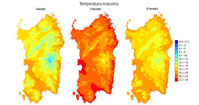 Figura 5 - Valori medi decadali delle temperature massime registrate nel mese di novembre 2009. Figura 5 - Valori medi decadali delle temperature massime registrate nel mese di novembre 2009.