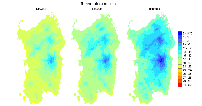 Figura 4 - Valori medi decadali delle temperature minime registrate nel mese di settembre 2011. Figura 4 - Valori medi decadali delle temperature minime registrate nel mese di settembre 2011.