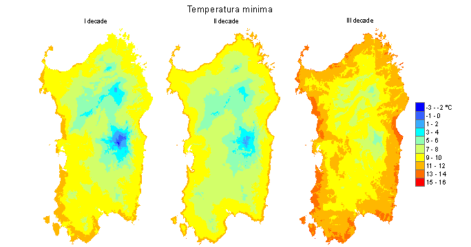 Figura 5 - Valori medi decadali delle temperature minime registrate nel mese di aprile 2012. Figura 5 - Valori medi decadali delle temperature minime registrate nel mese di aprile 2012.