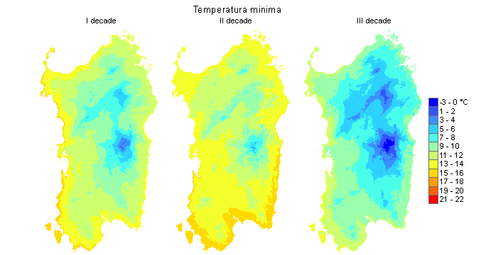 Figura 4 - Valori medi decadali delle temperature minime registrate nel mese di novembre 2012. Figura 4 - Valori medi decadali delle temperature minime registrate nel mese di novembre 2012.