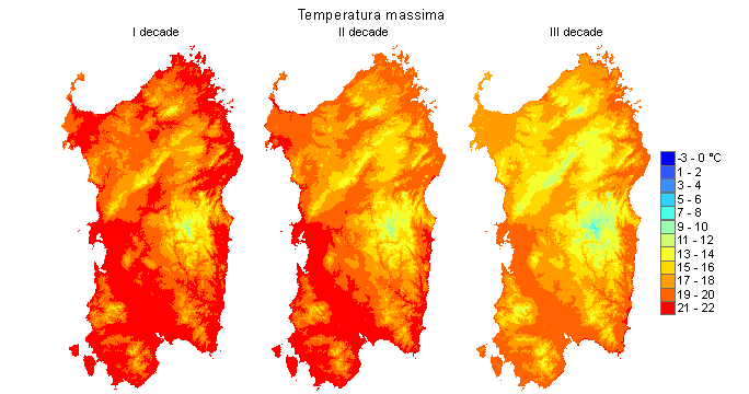 Figura 5 - Valori medi decadali delle temperature massime registrate nel mese di novembre 2012. Figura 5 - Valori medi decadali delle temperature massime registrate nel mese di novembre 2012.